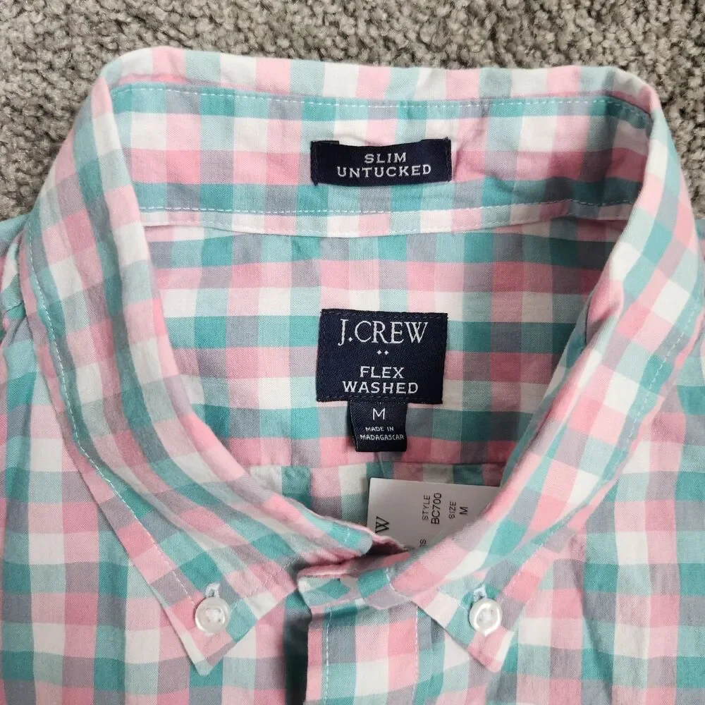 J. Crew NWT Flex Washed Slim Untucked Button Down Shirt Medium Office Prep